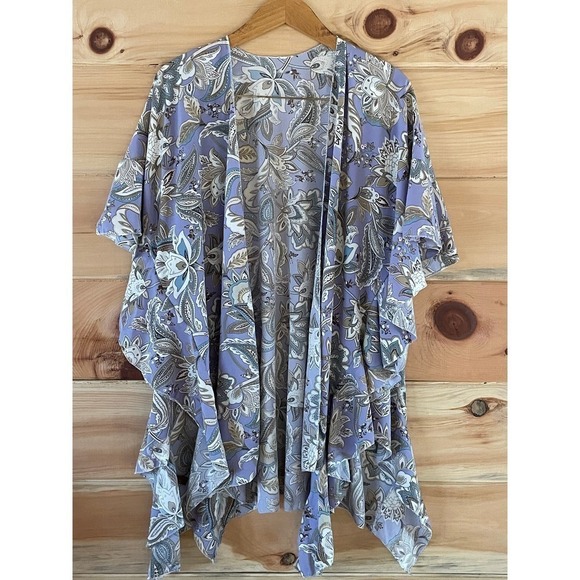 Women's boho paisley lavender print women's kimono. open front. unbranded. Small - Picture 1 of 3